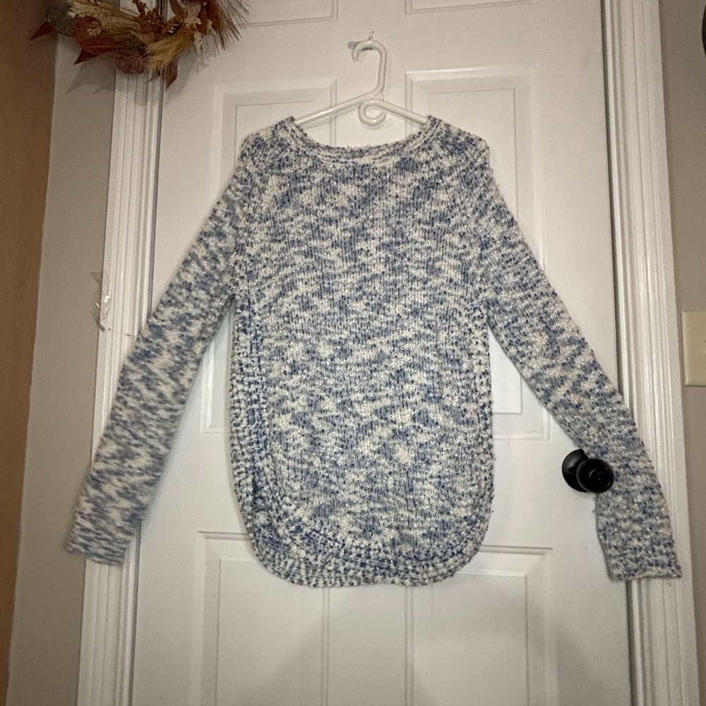 Elegant Blue and White Knit Sweater